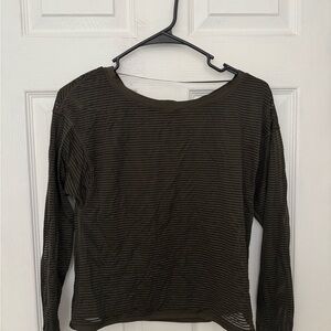 Olive Green See Through Striped Long Sleeve Top lululemon
